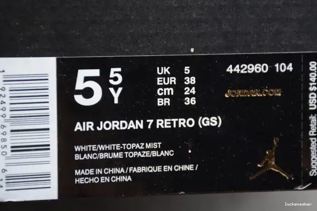 Rep LY Air (GS) 7 Mist 442960-104 Jordan Topaz Retro 0224